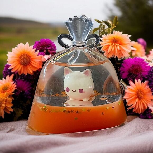 Tsunameez Prize Baggies Keychain Key Ring Kitty Cat Kitten Floating Orange Clear - Picture 10 of 15